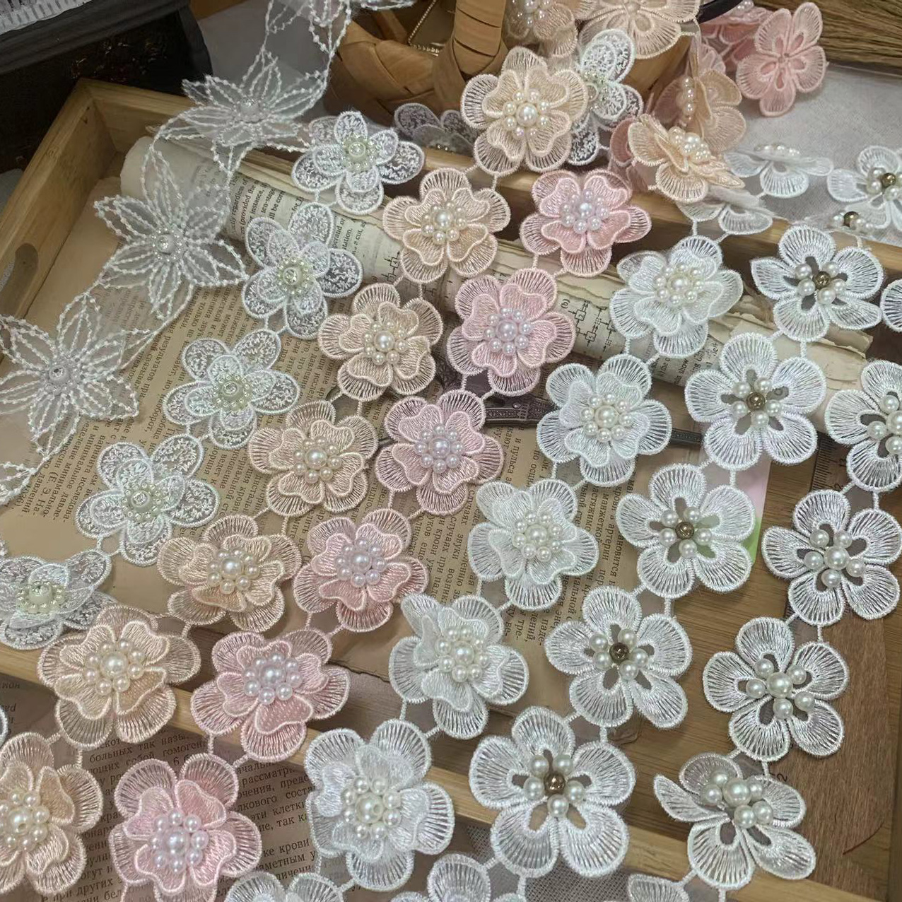 3D Bead Embroidery Lace Trim BT0059