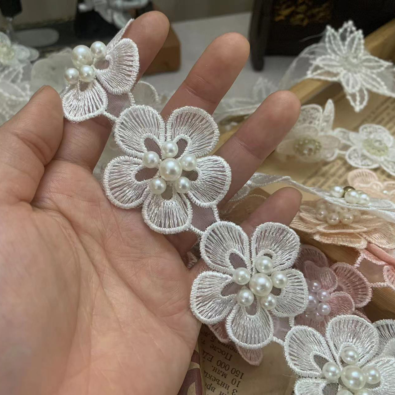 3D Bead Embroidery Lace Trim BT0059