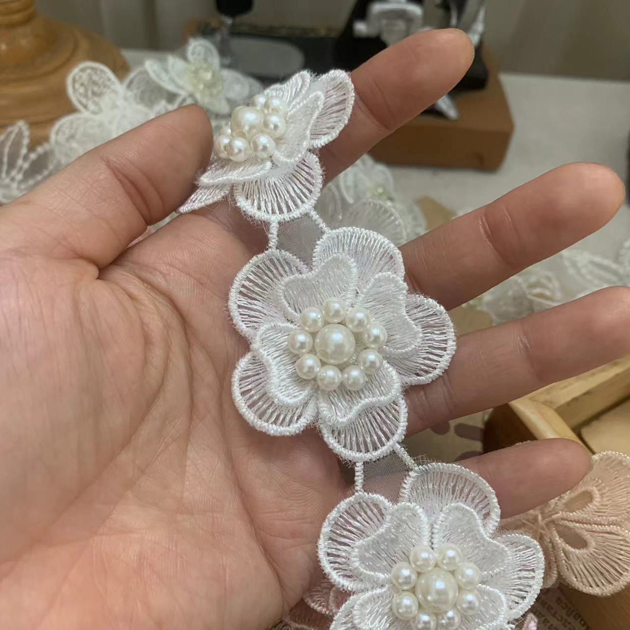 3D Bead Embroidery Lace Trim BT0059