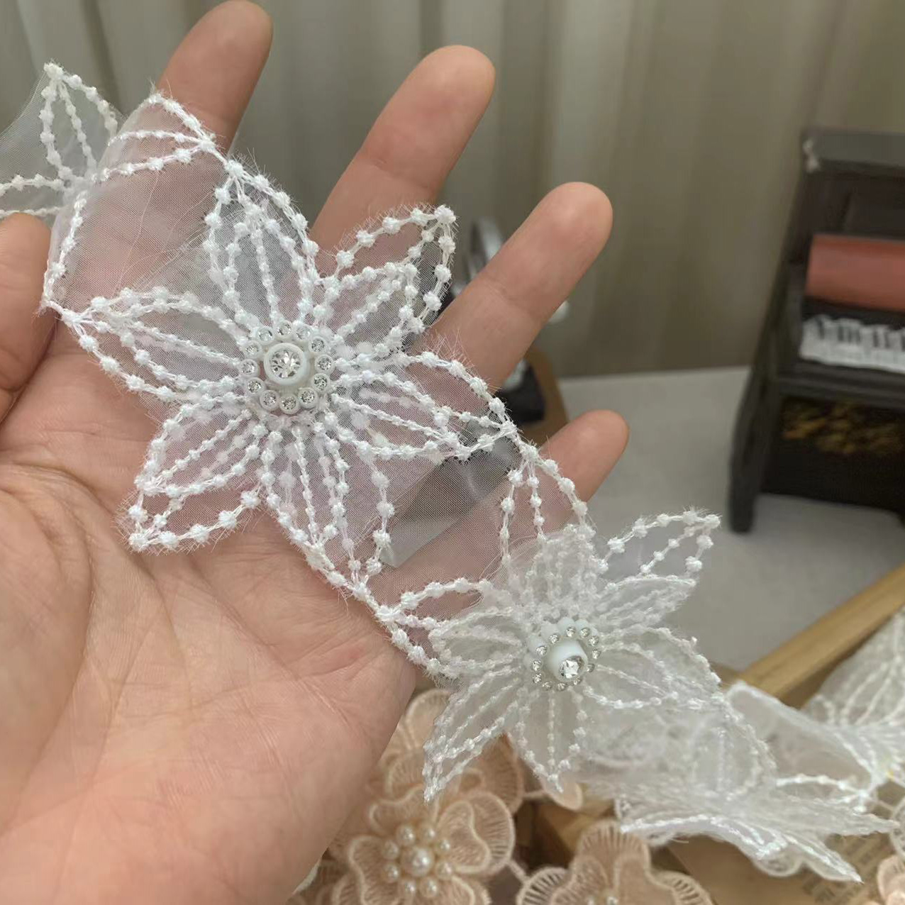 3D Bead Embroidery Lace Trim BT0059