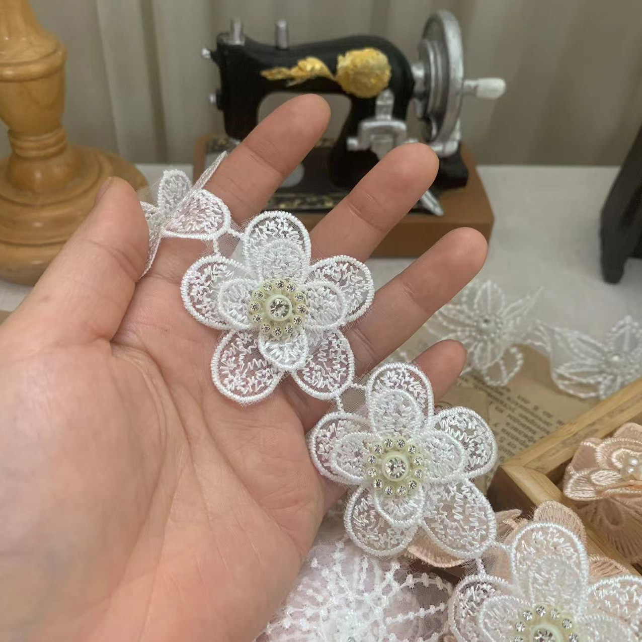 3D Bead Embroidery Lace Trim BT0059