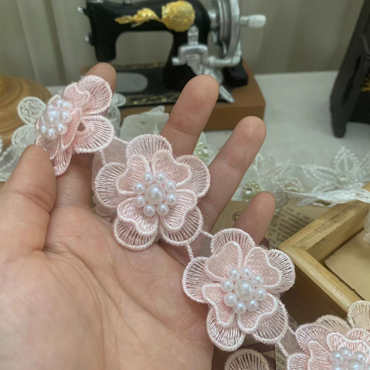 3D Bead Embroidery Lace Trim BT0059