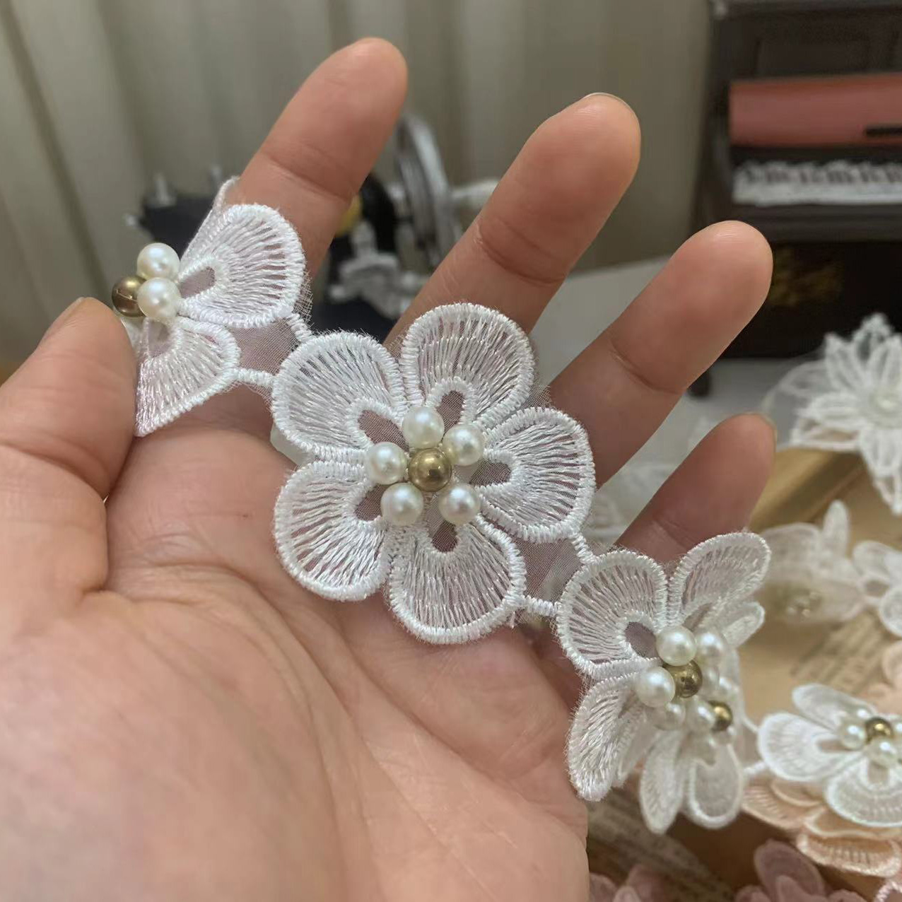 3D Bead Embroidery Lace Trim BT0059