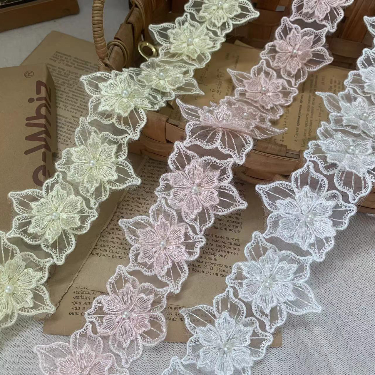 3D Beaded Lace Trims Veil Decoration BT0083-Lace Fabric Shop
