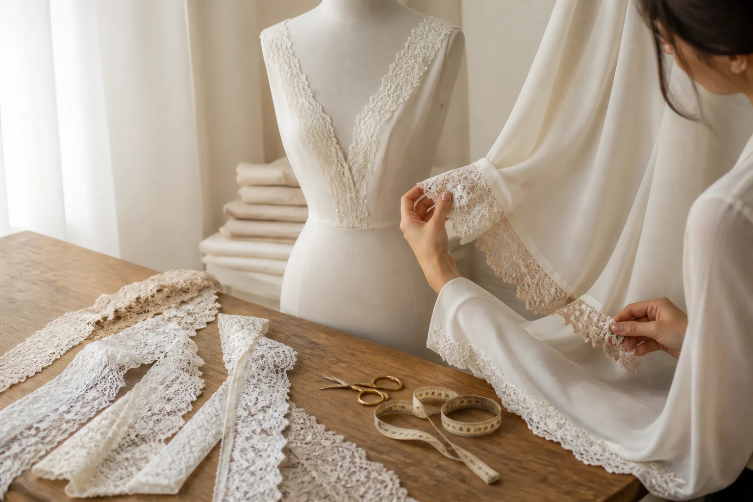 Choosing lace trim for necklines, sleeves and hems