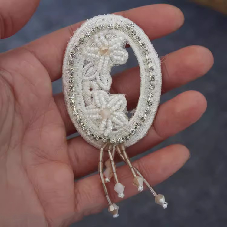 A B Letter Beads Embroidery Patch EA0004