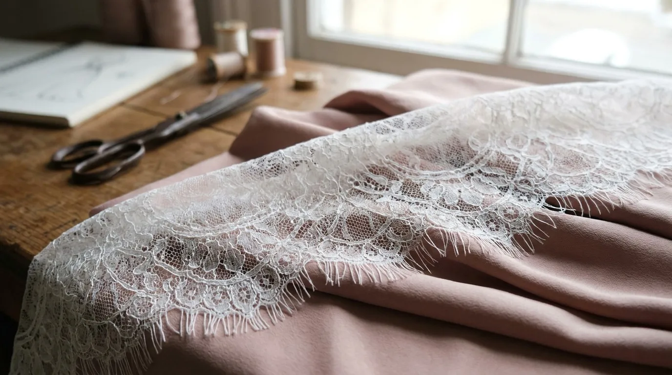 Exquisite French Chantilly Lace Header