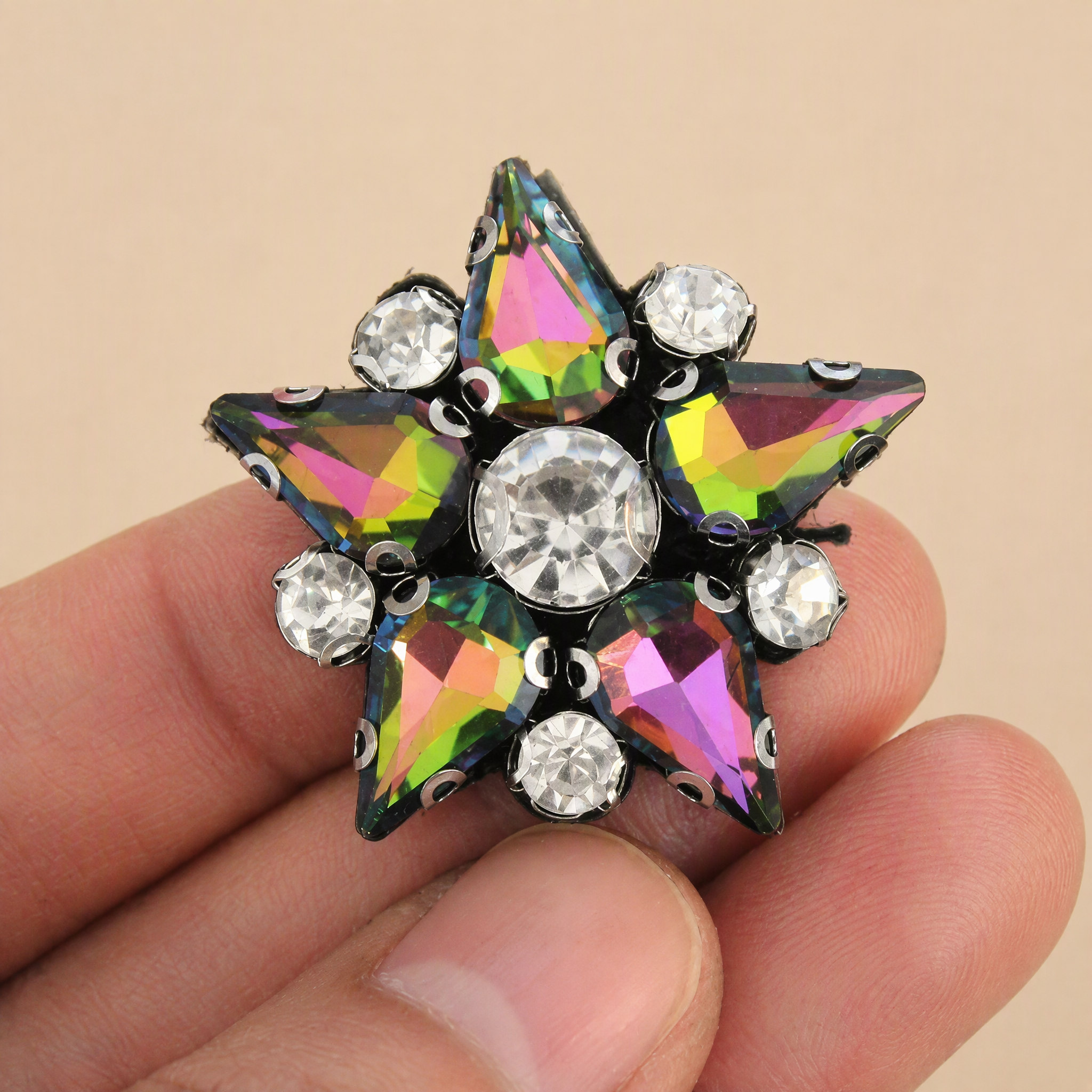 1 Piece Beaded Rhinestone Star Applique for Clothing & Bag Embellishment BA0071