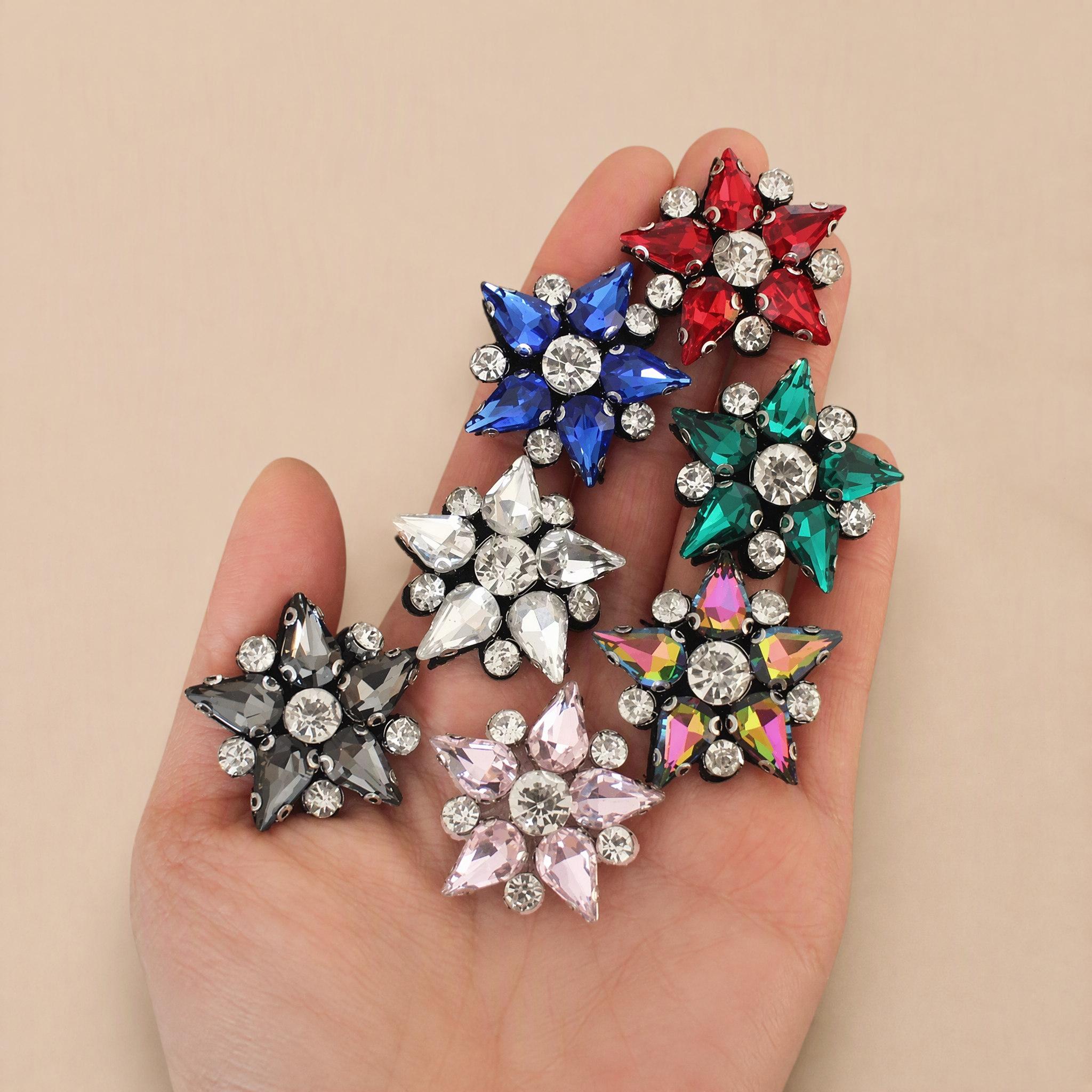 1 Piece Beaded Rhinestone Star Applique for Clothing & Bag Embellishment BA0071