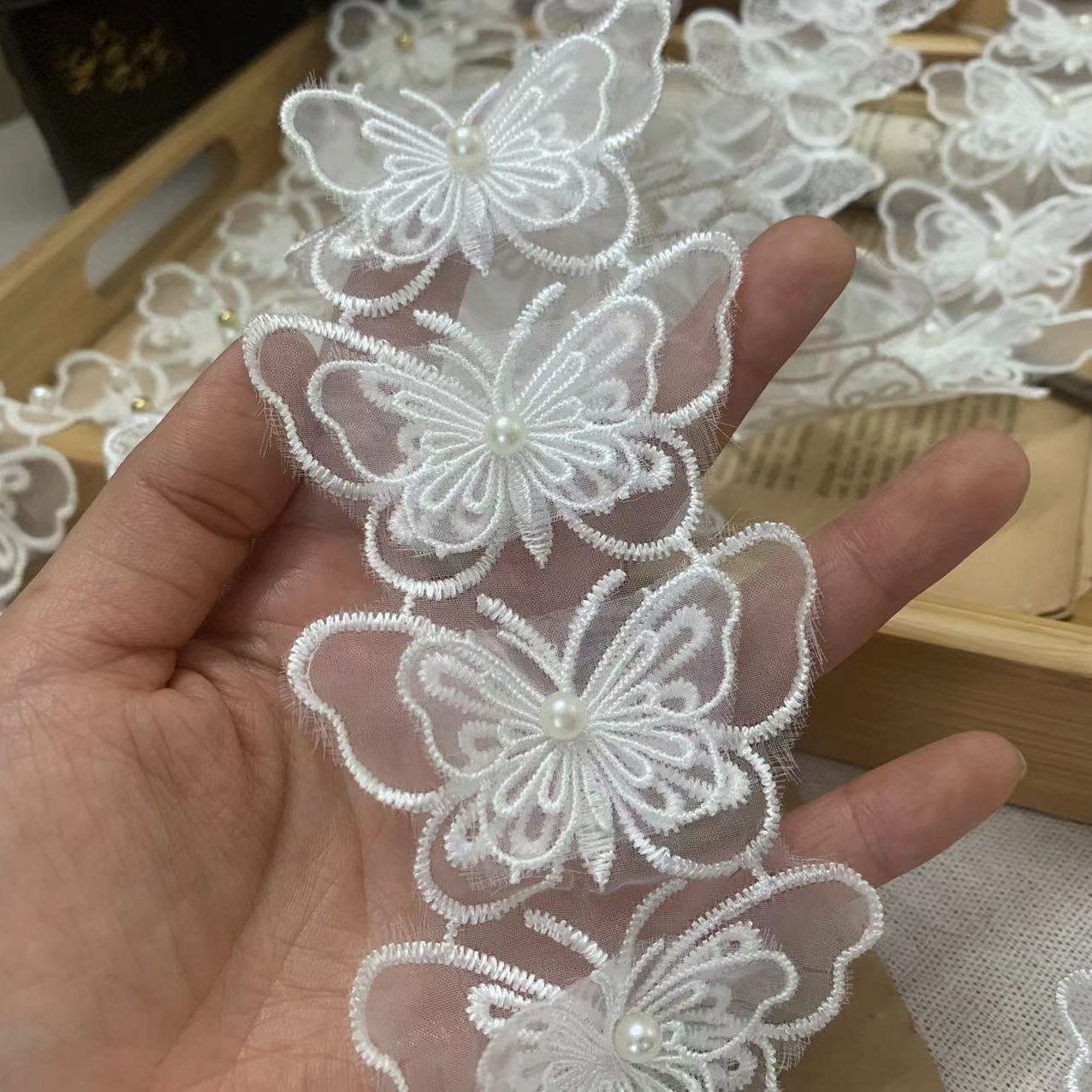 Bead Butterfly Lace Trim Fabrics BT0055