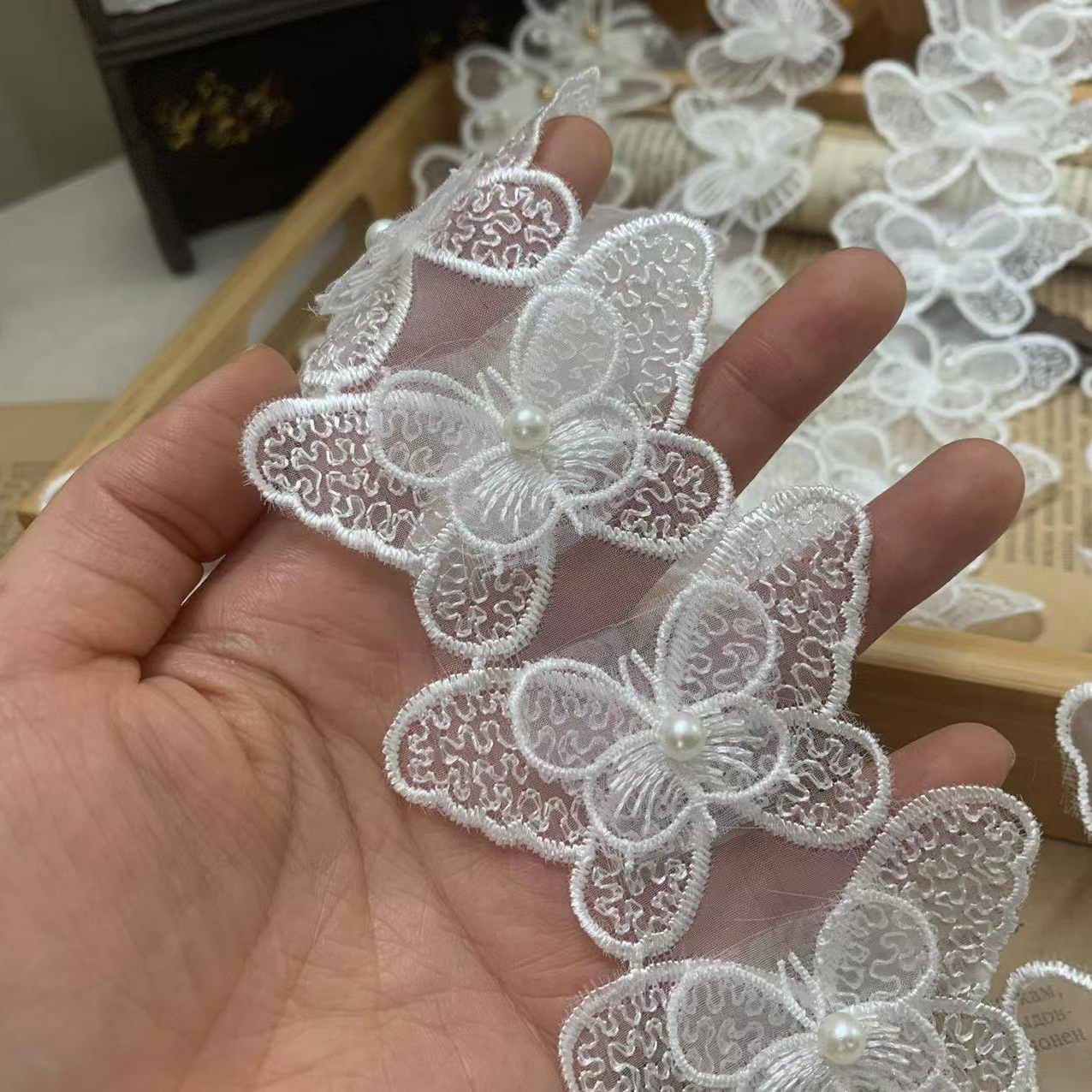 Bead Butterfly Lace Trim Fabrics BT0055