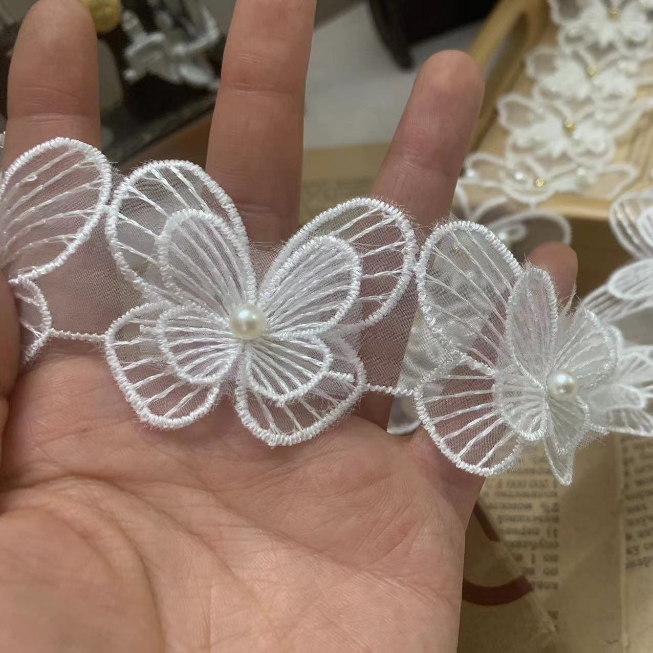 Bead Butterfly Lace Trim Fabrics BT0055