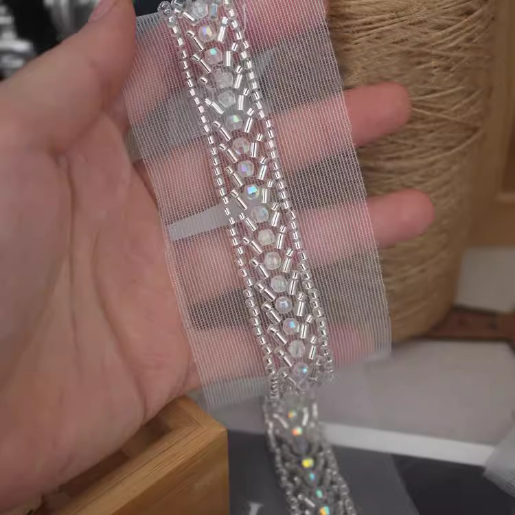 Bead Embroidery White Lace Trim BT0143