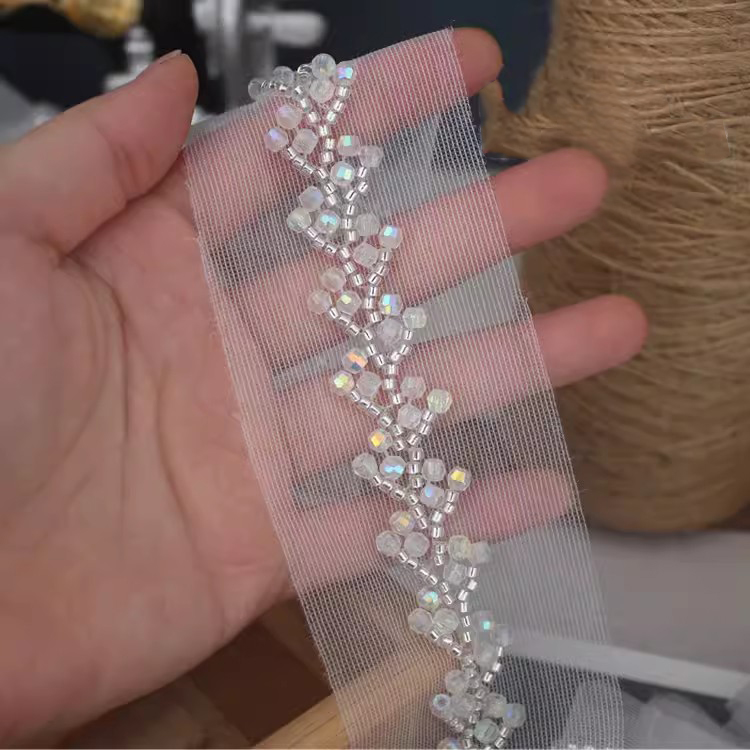 Bead Embroidery White Lace Trim BT0143