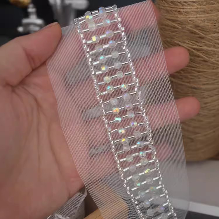 Bead Embroidery White Lace Trim BT0143