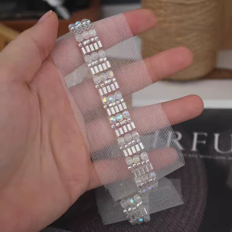 Bead Embroidery White Lace Trim BT0143