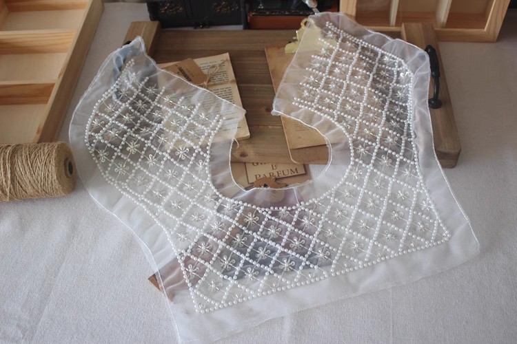 Bead Lace Embroidery Sweater Placket LC0008-Lace Fabric Shop