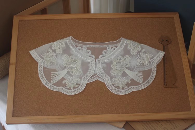 Bead Sequins Lace Embroidery Collar LC0012-Lace Fabric Shop