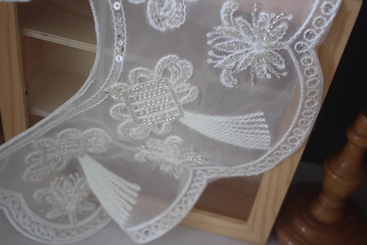 Bead Sequins Lace Embroidery Collar LC0012-Lace Fabric Shop