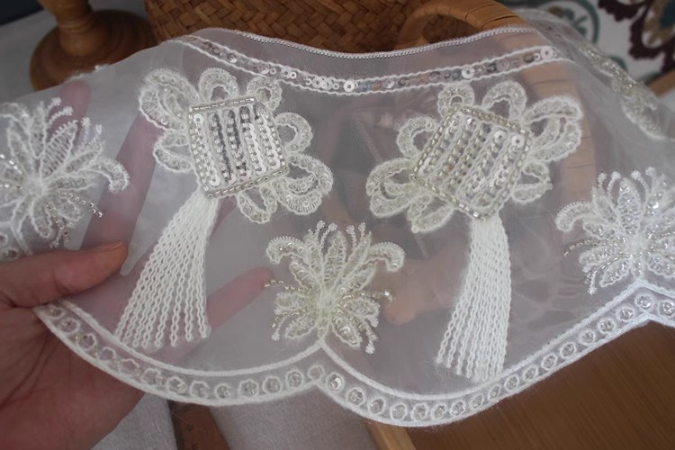 Bead Sequins Lace Embroidery Collar LC0012-Lace Fabric Shop