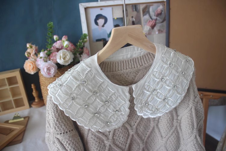 Beaded Embroidery Lace Sweater Collar LC0006-Lace Fabric Shop