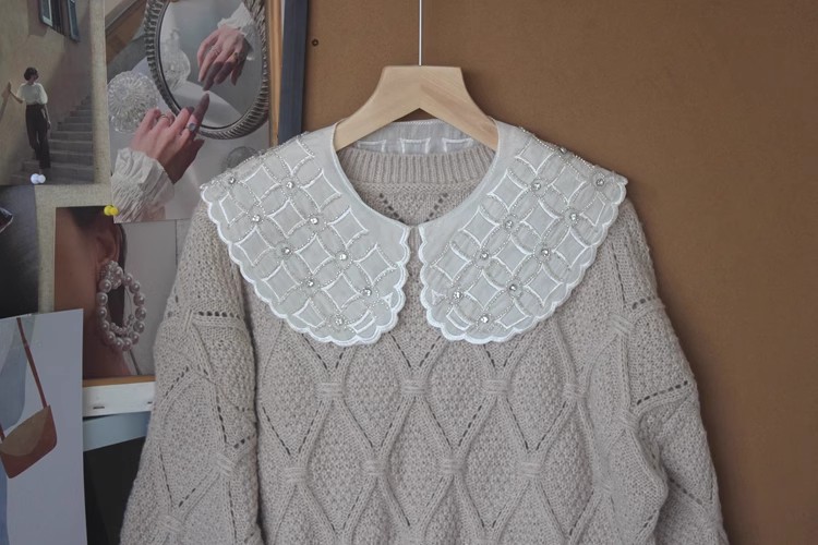 Beaded Embroidery Lace Sweater Collar LC0006-Lace Fabric Shop
