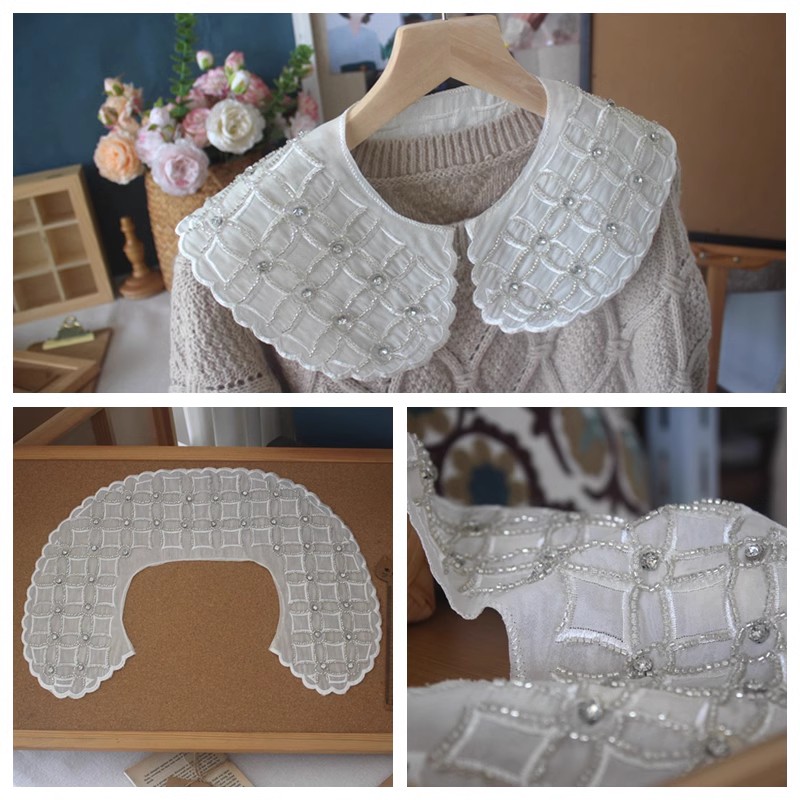 Beaded Embroidery Lace Sweater Collar LC0006-Lace Fabric Shop