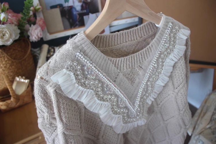 Beaded Embroidery Organza Double Layer Collar EF0074-Lace Fabric Shop