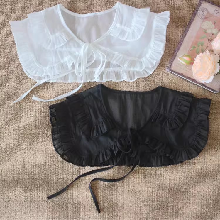 Pleated Organza Double Layer Collar LC0001-Lace Fabric Shop