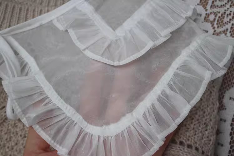 Pleated Organza Double Layer Collar LC0001-Lace Fabric Shop
