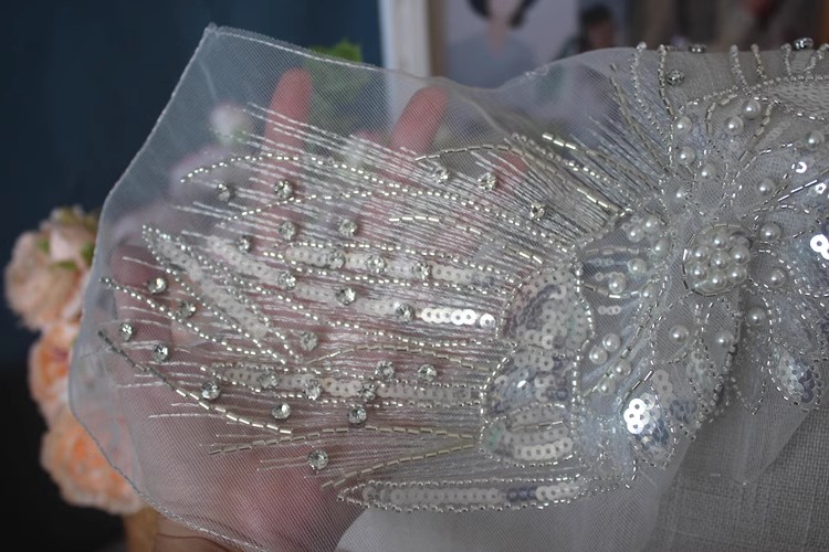 Beaded Embroidery Organza Double Layer Collar EF0074-Lace Fabric Shop