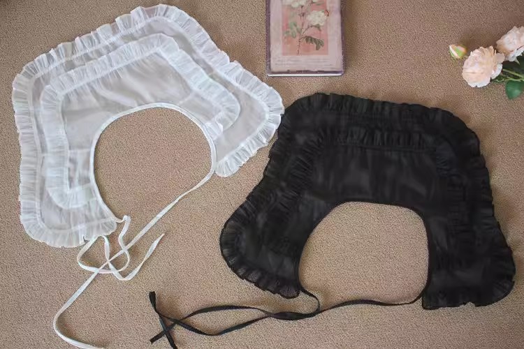 Pleated Organza Double Layer Collar LC0001-Lace Fabric Shop