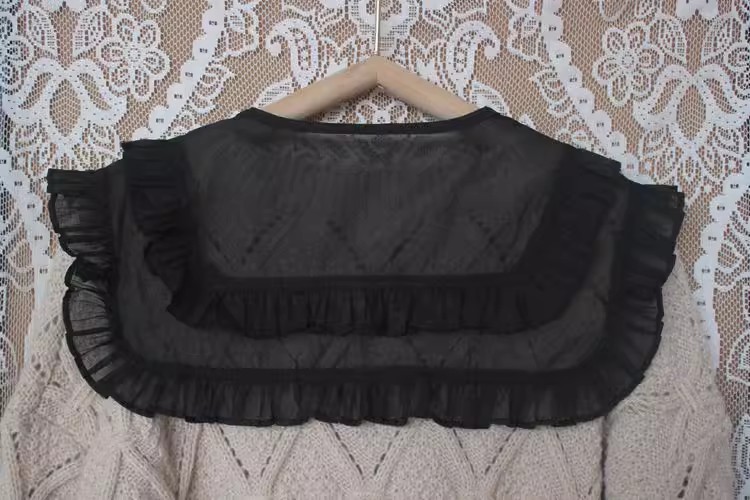 Pleated Organza Double Layer Collar LC0001-Lace Fabric Shop