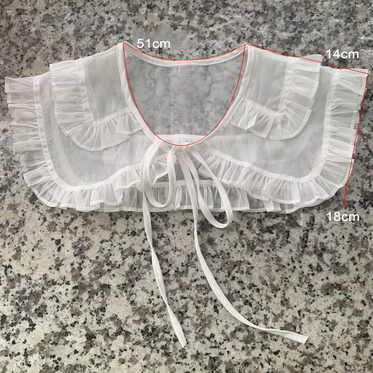 Pleated Organza Double Layer Collar LC0001-Lace Fabric Shop