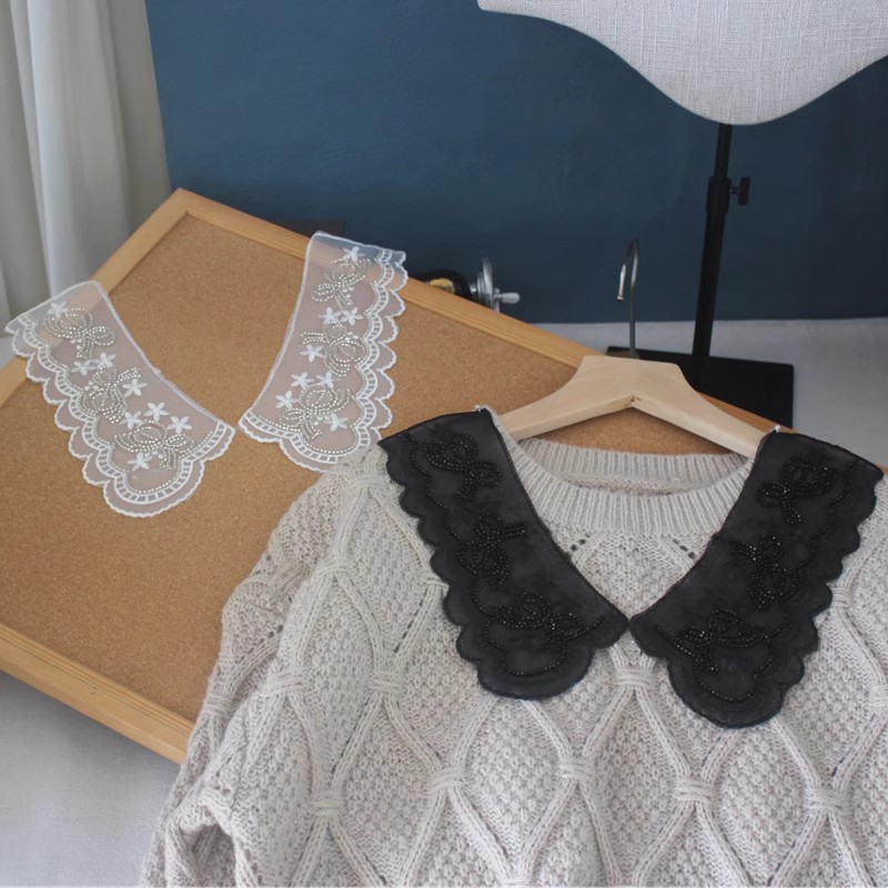 Beaded Organza Dress Laces Collar Fabric EF0069-Lace Fabric Shop