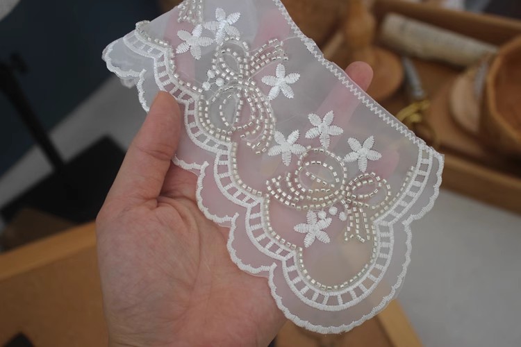 Beaded Organza Dress Laces Collar Fabric EF0069-Lace Fabric Shop