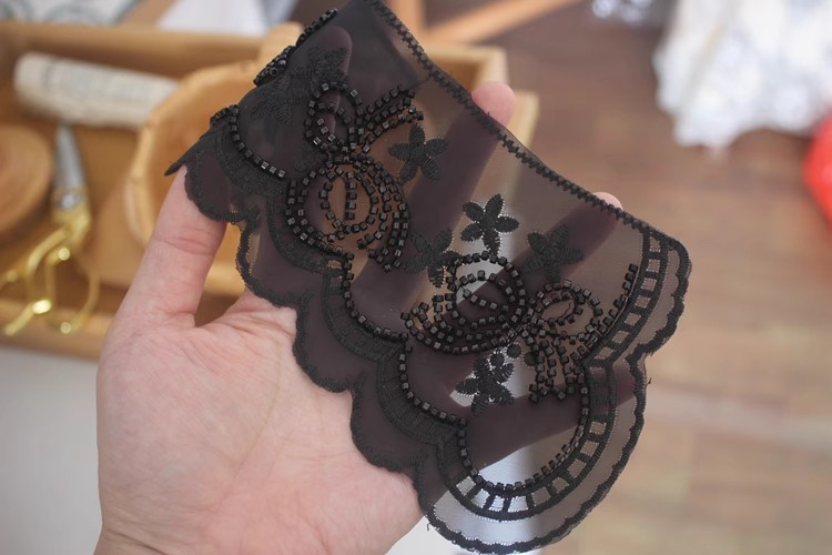 Beaded Organza Dress Laces Collar Fabric EF0069-Lace Fabric Shop