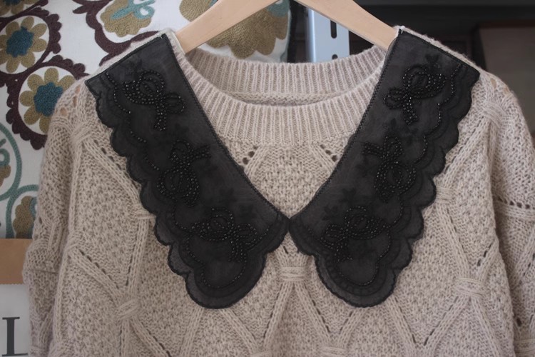 Beaded Organza Dress Laces Collar Fabric EF0069-Lace Fabric Shop