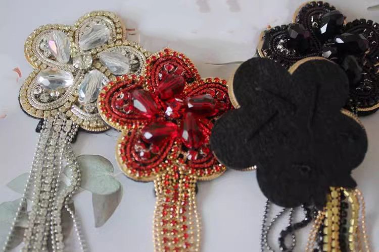 Beaded Rhinestone Tassel DIY Brooch BA0070