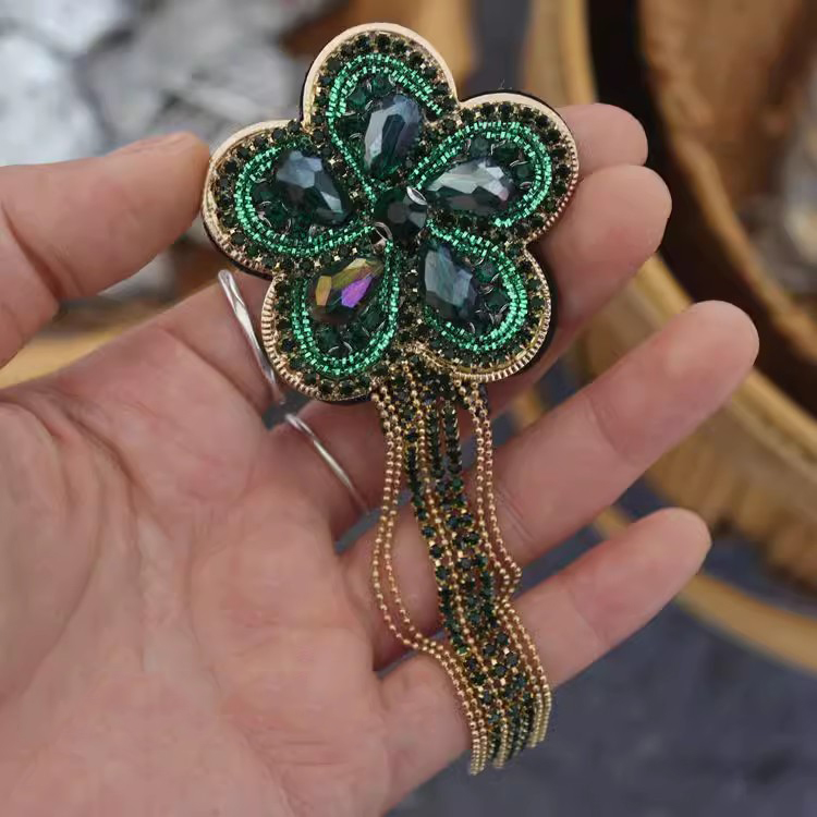 Beaded Rhinestone Tassel DIY Brooch BA0070