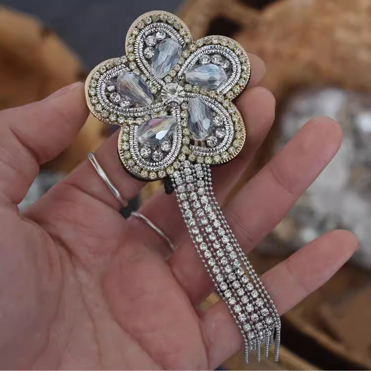 Beaded Rhinestone Tassel DIY Brooch BA0070