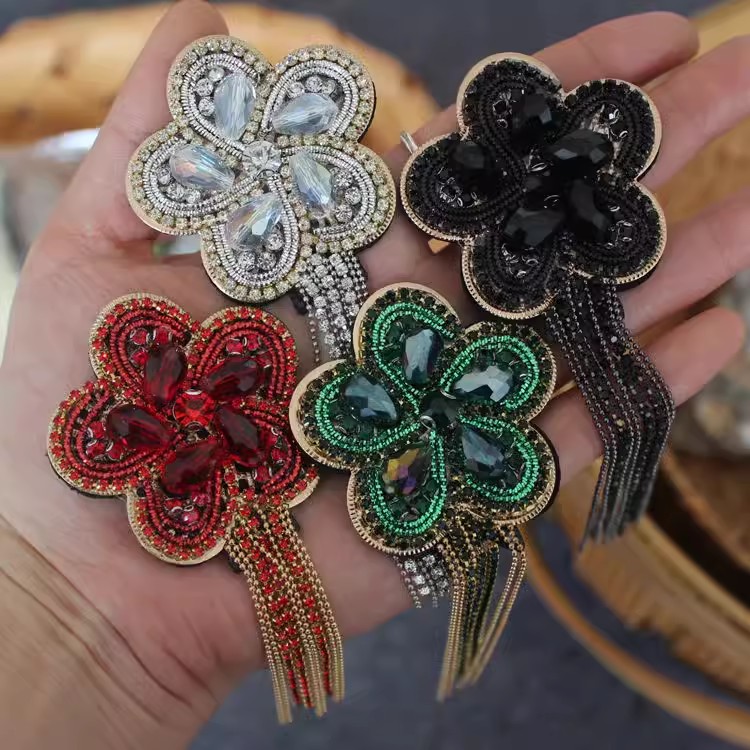 Beaded Rhinestone Tassel DIY Brooch BA0070