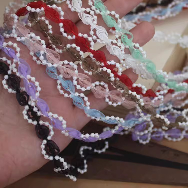 Beaded Ribbon Colored Lace Trim BT0131