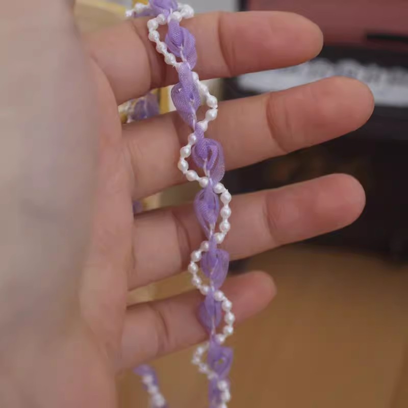 Beaded Ribbon Colored Lace Trim BT0131