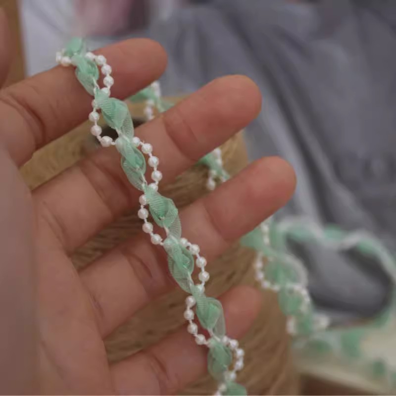 Beaded Ribbon Colored Lace Trim BT0131