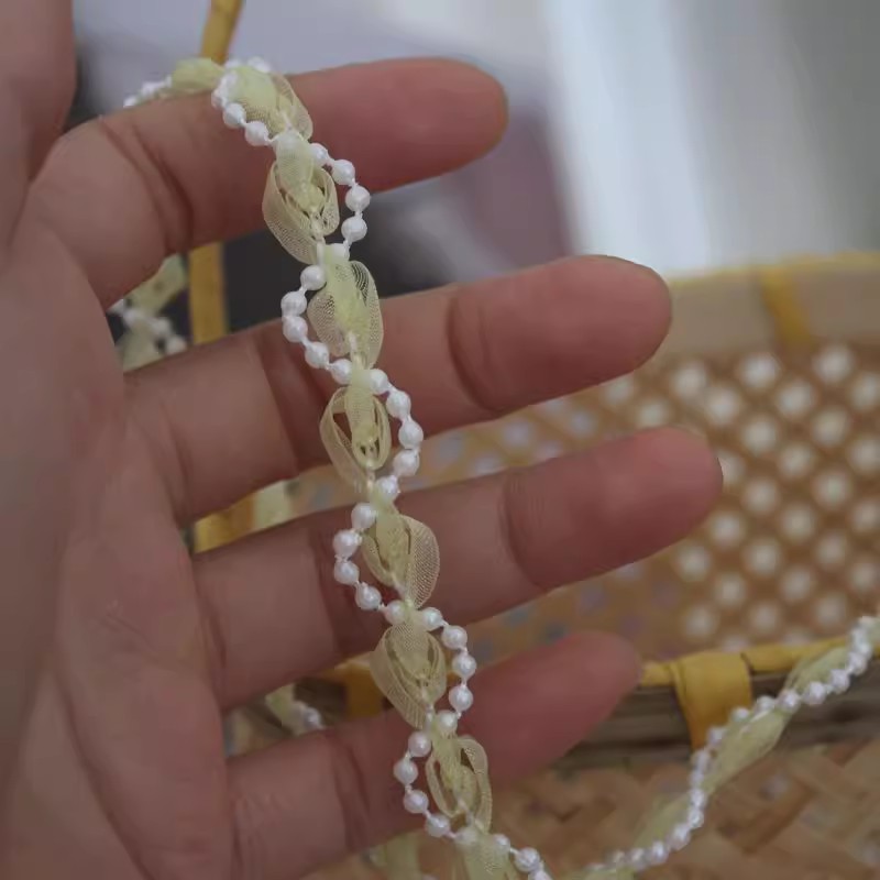 Beaded Ribbon Colored Lace Trim BT0131