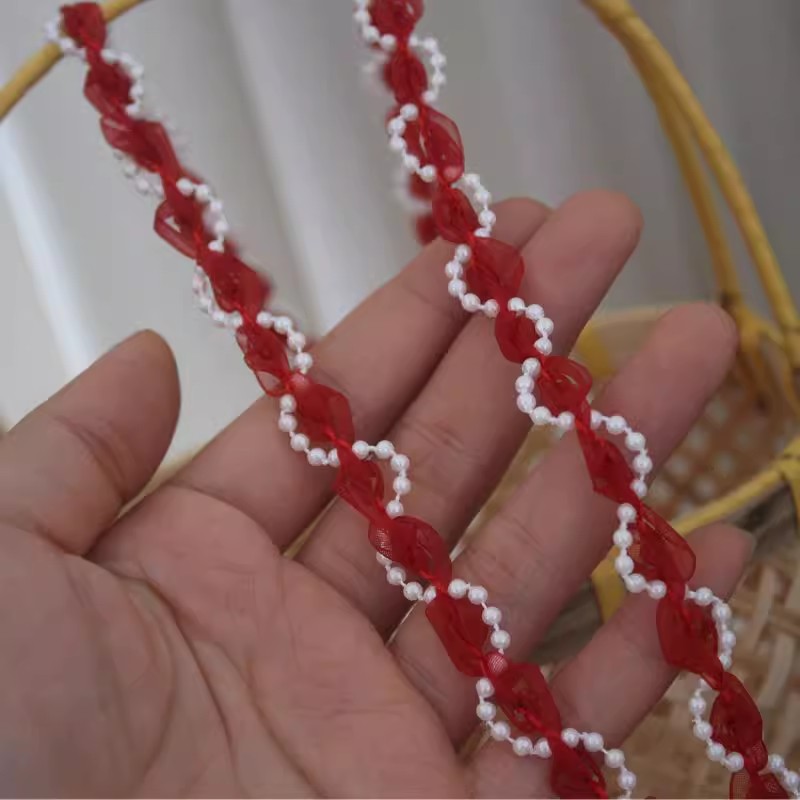 Beaded Ribbon Colored Lace Trim BT0131