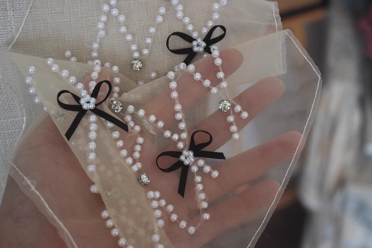 Beaded Tulle Lace Fabrics Dress Collar EF0065-Lace Fabric Shop