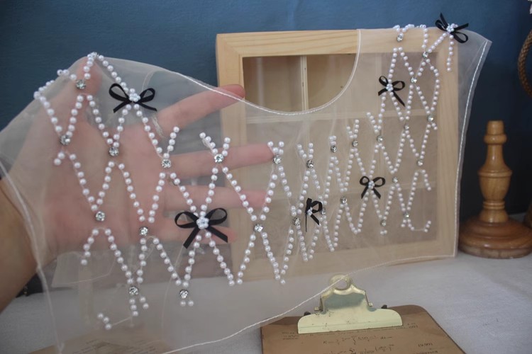 Beaded Tulle Lace Fabrics Dress Collar EF0065-Lace Fabric Shop