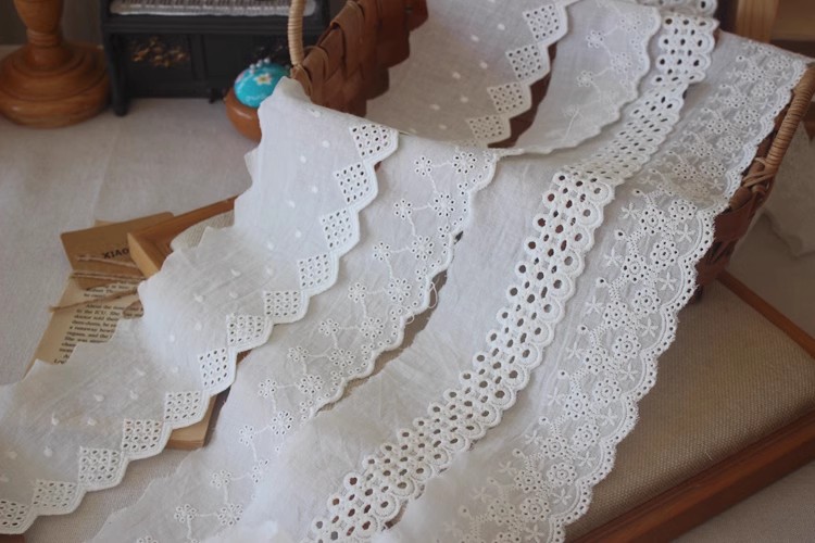 Blouse Cuff Lace Eyelet Fabric Width 6-9 cm EF0083-Lace Fabric Shop